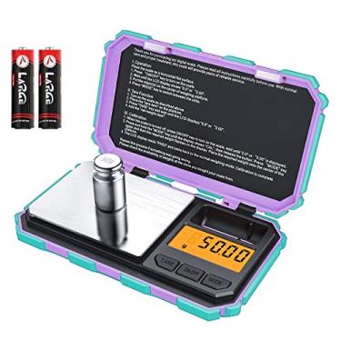 Imagem de Mini escala digital da Brifit, escala de bolso de 200 g/0,01 g, peso de calibração de 50 g, balança inteligente eletrônica, 6 unidades, tela LCD retroiluminada, Tare, Desligamento automático, Aço inoxidável (bateria incluída), Mint Green, 200g