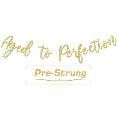 Imagem de PALASASA Faixa dourada envelhecida à perfeição para decorações de festa de aniversário de 30 anos 40 50 e 60 anos 70 e 80 anos 90 e 100 anos