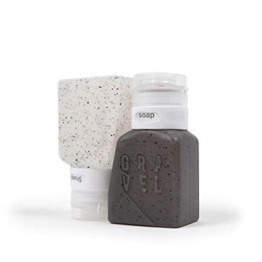 Imagem de Gravel Garrafas de viagem de 85 g (pacote com 2) – à prova de vazamento, livre de BPA, aprovado pela TSA com sistema de etiqueta (transparente e cinza)