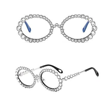 Imagem de Óculos de sol de strass de luxo feminino oval bling diamante óculos de sol fashion tons femininos redondos oculos de sol,9,tamanho único