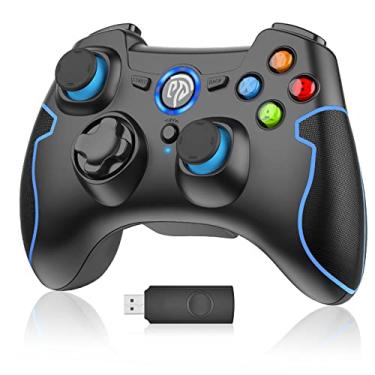 Imagem de EasySMX Controle sem fio 2,4 G para PS3, gamepads de PC com botão de disparo de vibração, alcance de até 10 m, suporte para Windows PC, PS3, Android, Vista, Alça portátil para