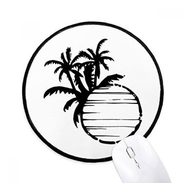 Imagem de Tapete de mouse preto com contorno de coqueiro de praia para computador