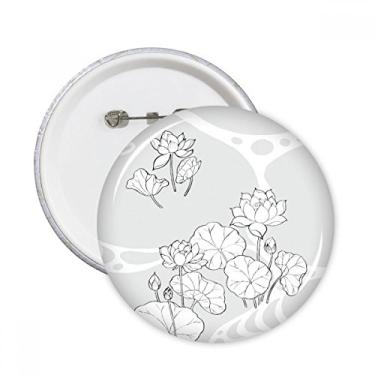 Imagem de Broche redondo de flor de lótus, flor de rio, flor de lótus, broches, emblema, acessório, decoração, 5 peças