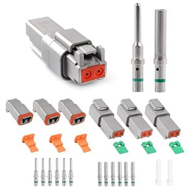 Imagem de JRready ST6112 Conector DT 2 pinos cinza conector de fio elétrico impermeável DT04-2P DT06-2S com contatos sólidos Deutsch 14-20 AWG e plugues de vedação, 3 conjuntos