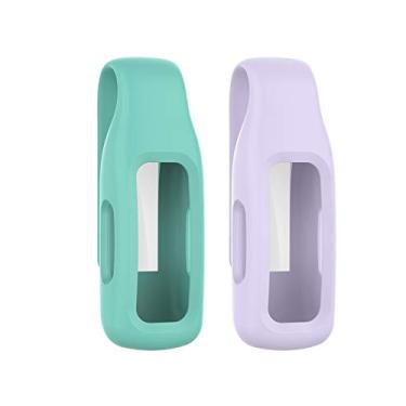 Imagem de Lemspum Capa de substituição compatível com clipe leve para Fitbit Inspire 2/Inspire 3/Ace 3 Fitness Tracker (2 pacotes: azul-petróleo + lavanda)