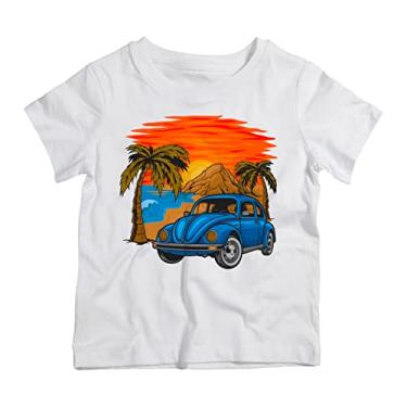 Imagem de Camiseta Infantil Branca Carro Fusca Azul Praia Tropical Sol (6)