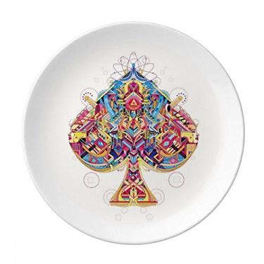 Imagem de Prato de sobremesa com padrão geométrico Spade de porcelana decorativa de 20 cm, jantar em casa