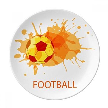 Imagem de Prato de futebol laranja esportivo decorativo de porcelana Salver louças de jantar
