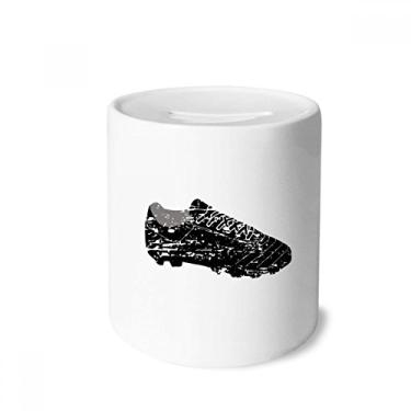 Imagem de DIYthinker Caixa de moedas de cerâmica preta com estampa de sapatos de futebol americano para presente de cofrinho