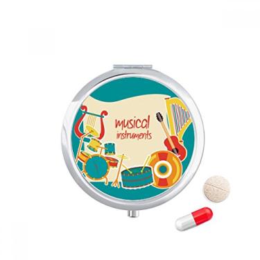 Imagem de Caixa de comprimidos para fone de ouvido com estampa de instrumentos musicais, caixa de armazenamento de remédios