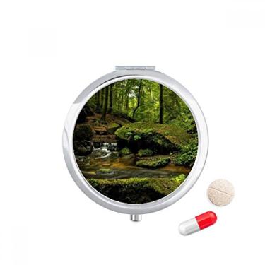Imagem de Porta-comprimido de bolso verde florestal ciência cenário natureza caixa de armazenamento de remédios