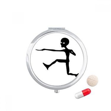 Imagem de Estojo de comprimidos alienígena com monstro alienígena pulando no bolso, caixa de armazenamento de medicamentos dispensador
