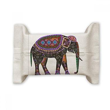 Imagem de Elefante colorido China Minoria vestindo totem capa de papel para lenços faciais, saco de linho de algodão