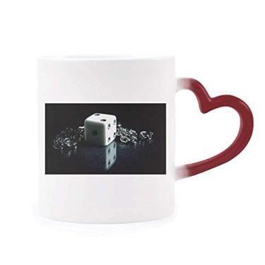 Imagem de Caneca sensível ao calor com corrente de dados para jogos com foto sensível ao calor Copo de grés que muda de cor vermelha