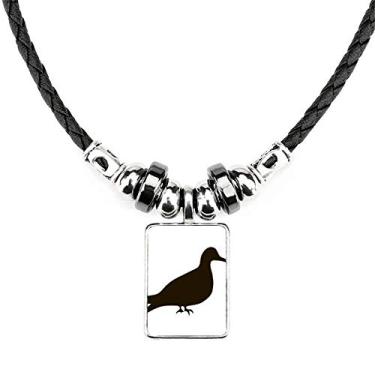 Imagem de DIYthinker Colar de animal de pombo preto com pingente de corda de couro Torque