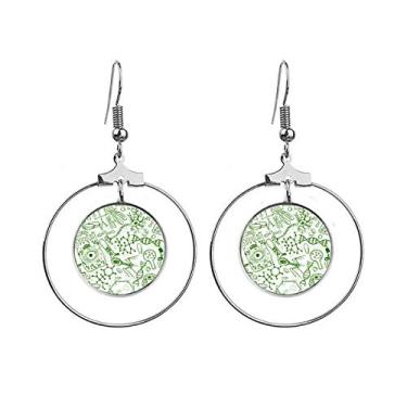Imagem de Brincos biológicos com estrutura de células de microscópio verde pendente, joia