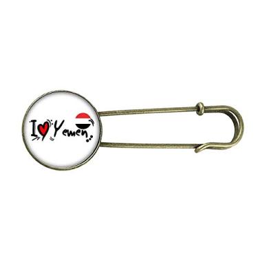 Imagem de I Love Yemen Bandeira da Palavra Love Heart Ilustration Broche de Metal Retrô Joia