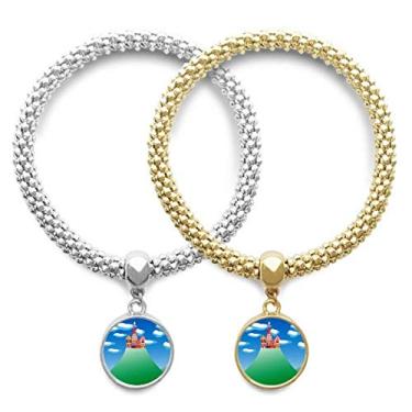Imagem de DIYthinker Pulseira chinesa francesa para amante de castelo de nuvem com pingente, joia para presente de casal