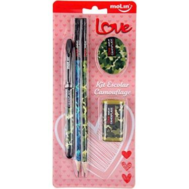 Imagem de Kit Escolar Camouflage 1caneta+2lapis+1borracha+1apontador - 01 Unidade Molin, Multicor