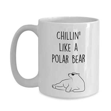 Imagem de Caneca de urso polar - Copo de café - Chillin' like a Polar Bear - Ideias de cesta de presente de mordaça de urso polar
