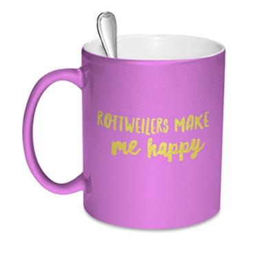 Imagem de Caneca de café Rottweiler - Rottweilers Make Me Happy - Caneca Rottweiler - Presentes para Rottweiler