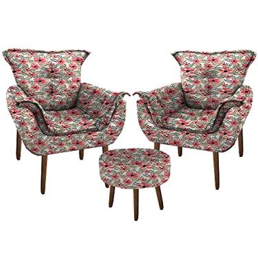 Imagem de KIT 02 Poltrona Decorativa Perola + Puff Redondo - Moveis Aguias