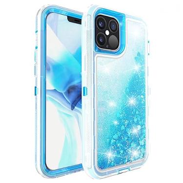 Imagem de Capa Glitter Dynamic Liquid Quicksand para iPhone 12 11 Pro Max X XS XR 8 6 7 Plus Cover 360 Shockproof Armor Phone Cases Film,Blue,6Plus or 6SPlus