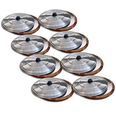 Imagem de Kit 8 Suporte Bandeja P/Servir Pizza 35cm Com Forma e Tampa