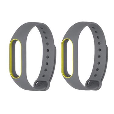 Imagem de Kit 2 Pulseiras extras para MI Band 2 (Cinza_amarelo+Cinza_amarelo)