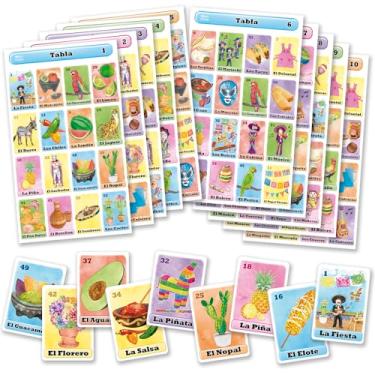 Imagem de Jogo de Bingo Loteria Fiesta em Loteria Fiesta espanhol, mexicana para 10 jogadores - 10 tabuleiros e baralho completo de cartas