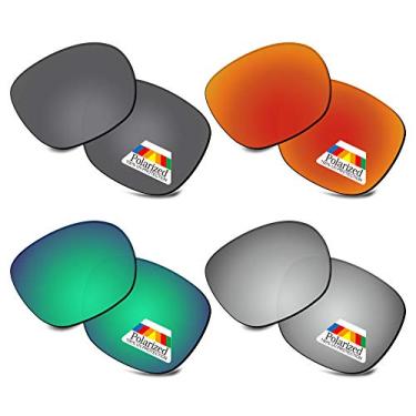 Imagem de Bwake Lentes de reposição para óculos de sol Oakley Garage Rock OO9175 - preto + prata + verde + vermelho fogo todo polarizado