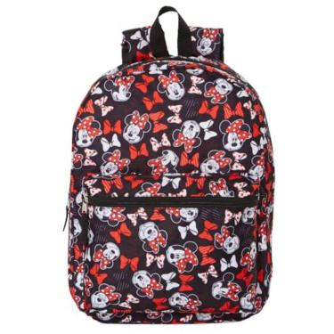 Imagem de Mochila Disney Minnie Mouse para crianças e adultos, 40,6 cm, vermelha e preta