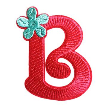 Imagem de 5 Pçs Patches de letras de chenille adesivos de ferro em remendos de letras universitárias com glitter bordado remendo costurado em remendos para roupas chapéu camisa bolsa (rosa choque, B)