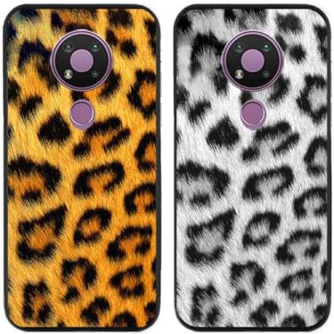 Imagem de 2 peças Cool Leopard Impresso TPU Gel Silicone Capa de Telefone Traseira para Nokia (Nokia 3.4)