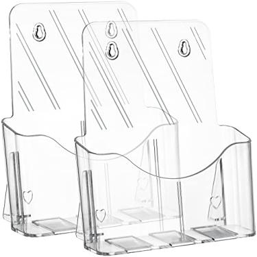 Imagem de Yarlung Pacote com 2 suportes de acrílico para folhetos, 21 x 28 cm, suporte de exibição transparente para mesa ou parede, organizador de bancada de plástico para menu, panfleto, literatura, documentos, revistas, diários