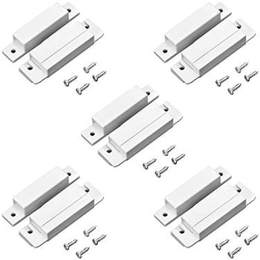 Imagem de QWORK MC-31 Com Fio Montado na Superfície NC Magnético Porta Janela Sensor de Contato Alarme Interruptor Reed, Branco, Pacote de 5 com 20 Parafusos