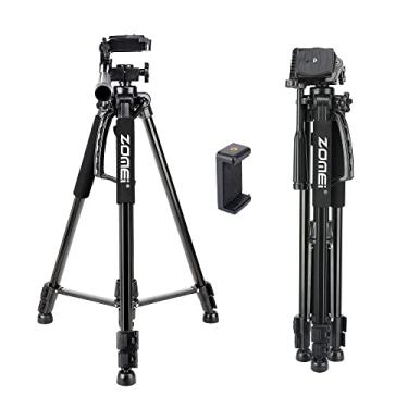 Imagem de Tripé de câmera de 154 cm, suporte de tripé para celular com bolsa de viagem e suporte de telefone, tripés DSLR de viagem profissionais compatíveis com câmeras, telefones celulares, projetores,