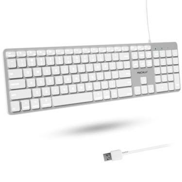 Imagem de Macally Teclado com fio retroiluminado para Mac | Teclado Apple compatível com teclado numérico | Teclado USB confortável para digitação o dia todo para MacBook Pro/Air, iMac, Mac Mini/Pro