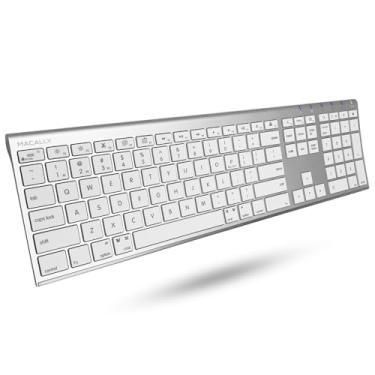 Imagem de Teclado Bluetooth sem fio Macally com teclado numérico para laptops, computadores (Apple: Mac, iMac, MacBook Pro/Air, iOS, iPhone, iPad | Windows: PC e Android), smartphones, tablets