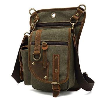 Imagem de AUGU Bolsa de Lona para Perna Tática Multiuso com Vários Bolsos na Cintura, Verde Militar, Medium