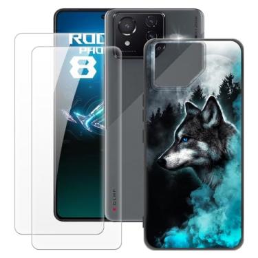 Imagem de MILEGOO Capa para Asus Rog Phone 8 + 2 peças protetoras de tela de vidro temperado, capa ultrafina de silicone TPU macio à prova de choque para Asus Rog Phone 8 (6,7 polegadas)