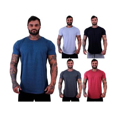 Imagem de Kit 5 Camiseta Longline MXD Conceito Slim Cores Básicas e Mescladas Lisas-Masculino