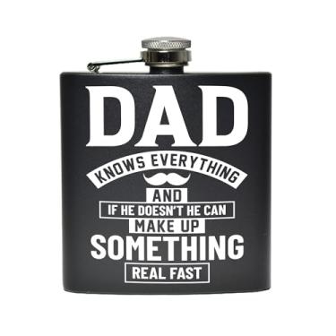Imagem de Cantil Dad Knows thing, frasco preto de 170 g, presentes para o pai, ótimo presente para o dia dos pais, aniversário ou para pai, avô, papai, marido