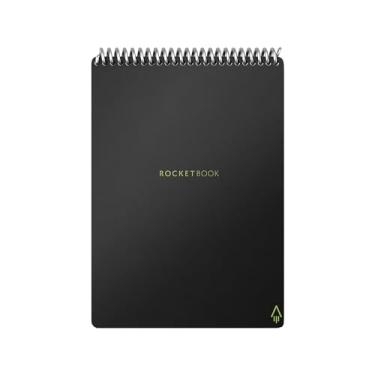 Imagem de Rocketbook Bloco de notas Flip Smart Reutilizável Tamanho Executivo, 15 cm x 21 cm, 1 assunto, quadriculado de pontos e linha pautada, 18 folhas, preto