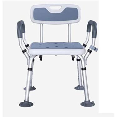 Imagem de Cadeiras de banho para idosos com braços e banco de chuveiro traseiro, auxiliares de chuveiro para deficientes e adultos, assentos de chuveiro antiderrapante assento de chuveiro com altura a