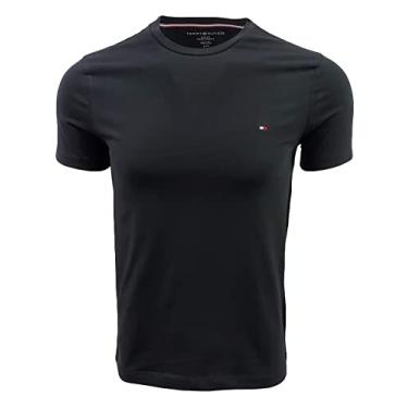 Imagem de Tommy Hilfiger Camiseta masculina slim fit stretch gola redonda, Preto, P