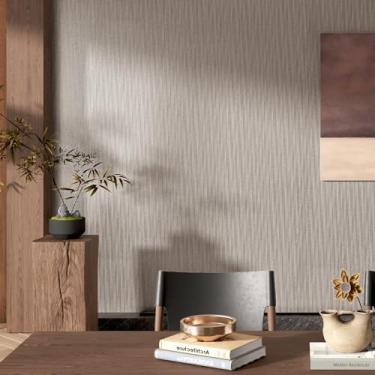 Imagem de WESTICK Papel de parede texturizado marrom pano de grama papel de parede descasque e cole papel de contato moderno para paredes quarto sala de estar papel de parede para armários e gavetas rolo de