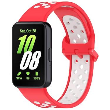 Imagem de Pulseira esportiva de silicone de substituição adequada para Samsung Galaxy Fit 3, respirável, dois tons, porosa, para Galaxy Fit 3 2024 SM-R390, mulheres e homens
