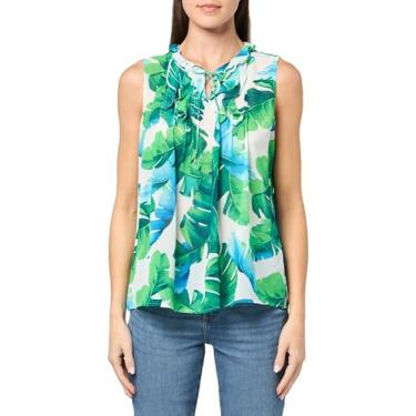 Imagem de Tommy Hilfiger Camiseta esportiva feminina estampada sem mangas, Marfim Multi, G