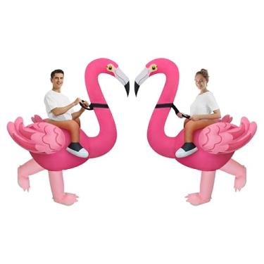 Imagem de Nisotieb 2 Packs Inflatable Flamingo Costume Riding Flamingo Blow-up Suit for Adlut/Halloween Costume/Birthday/Chirstmas (Pink Wing)